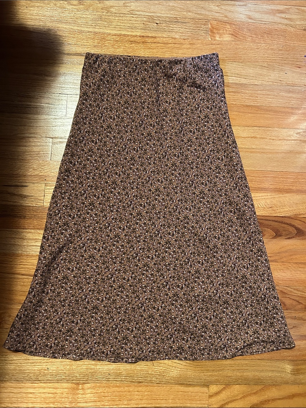 Socialite Brown Micro Floral A-Line Skirt